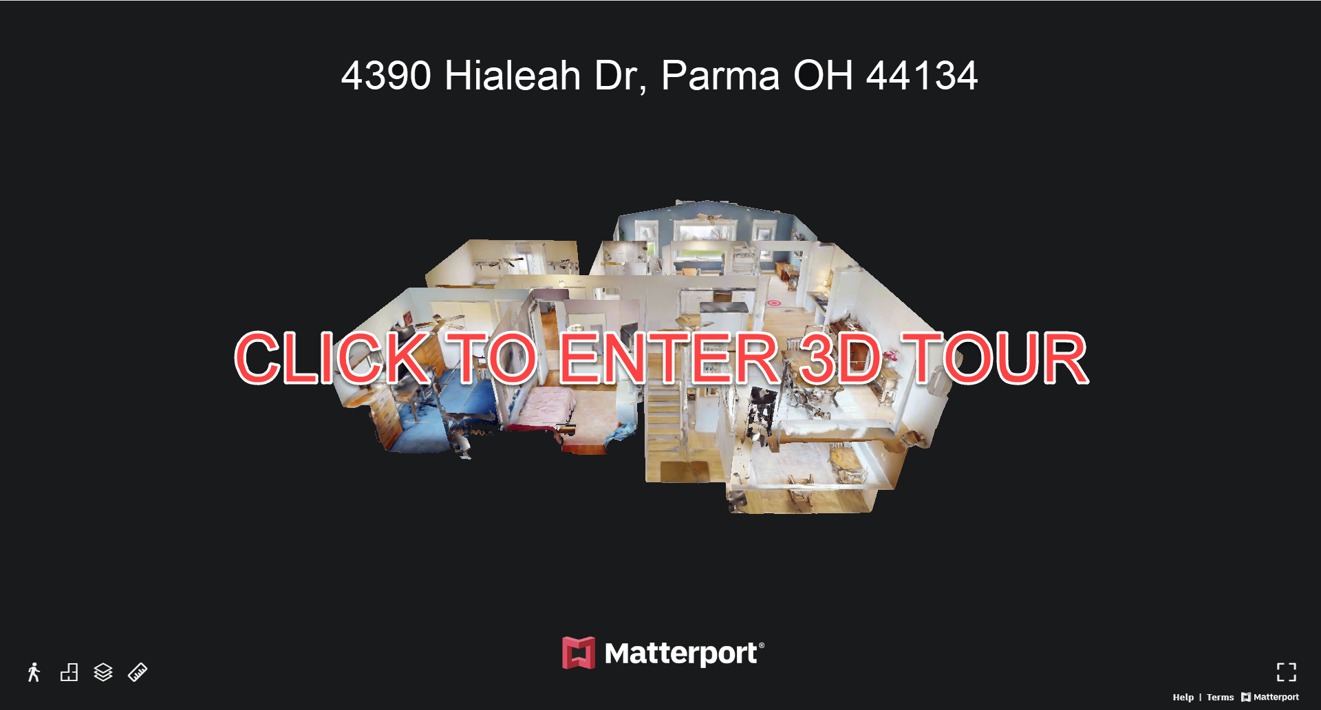 Matterport 3D Tour dollhouse view of 4390 Hialeah Dr Parma OH 44134. Listing for sale by Realty Done by Damien Baden