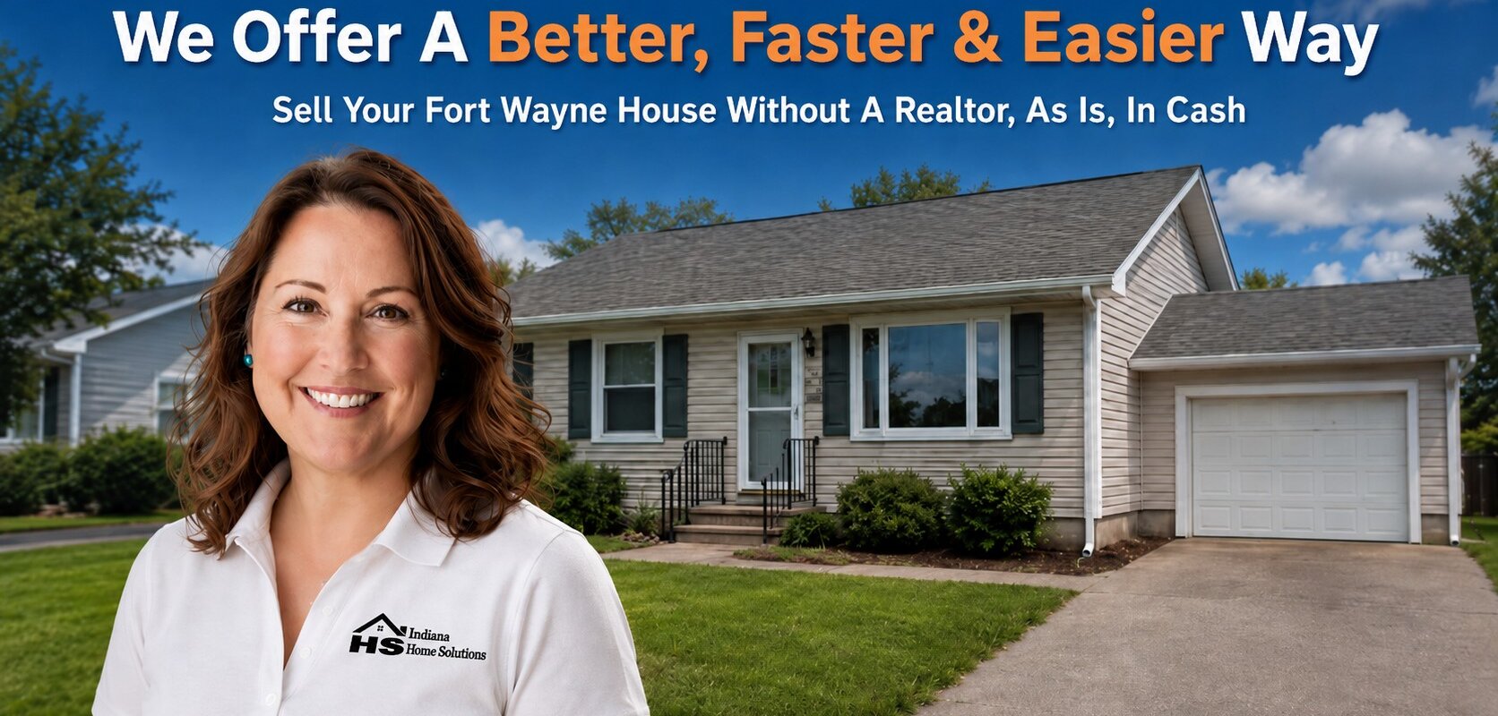 Kennedy Rodgers of Indiana Home Solutions standing in front of a Fort Wayne Indiana house we bought fast for cash from a motivated seller