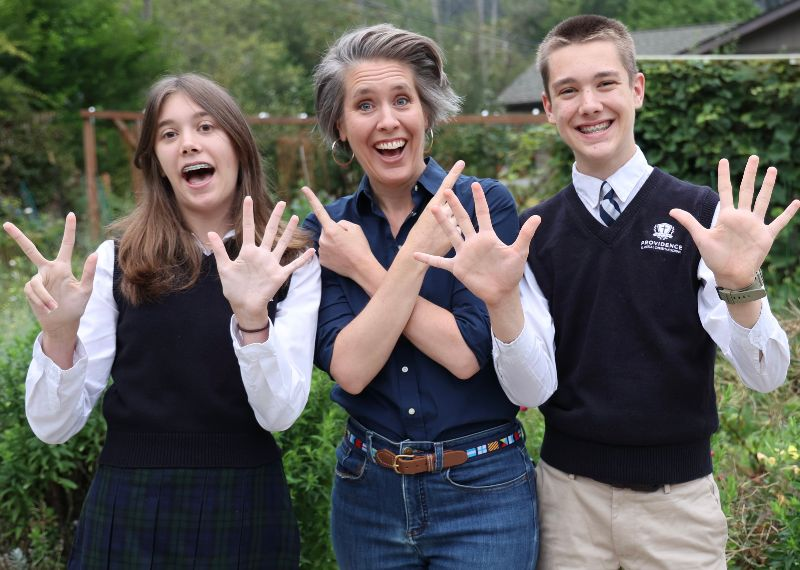 Emily with her kids