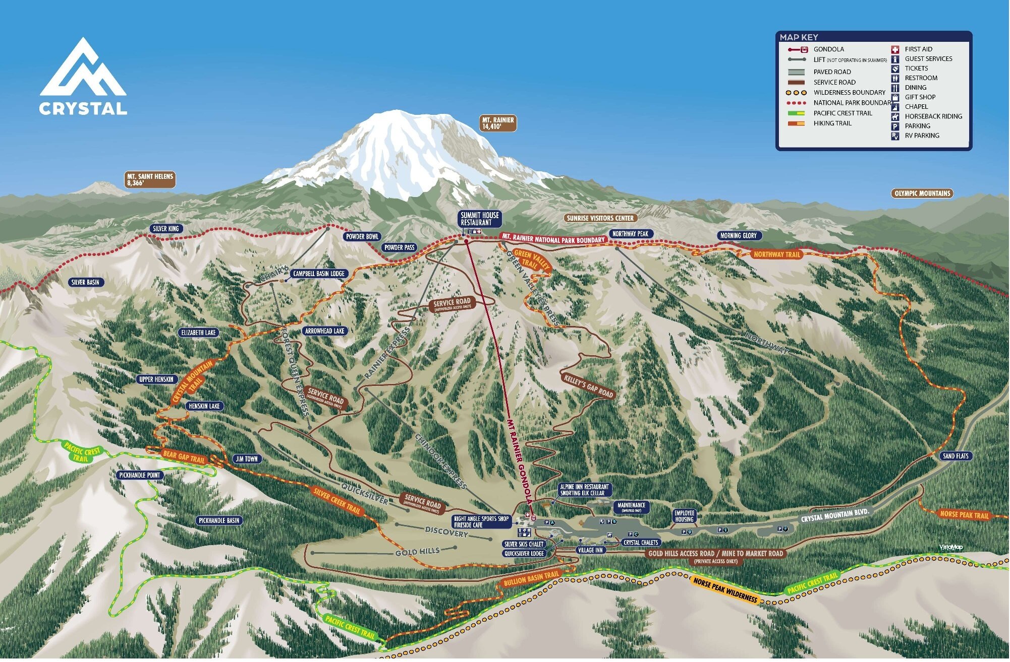 Winter mountain terrain at Crystal Mountain Resort in Washington