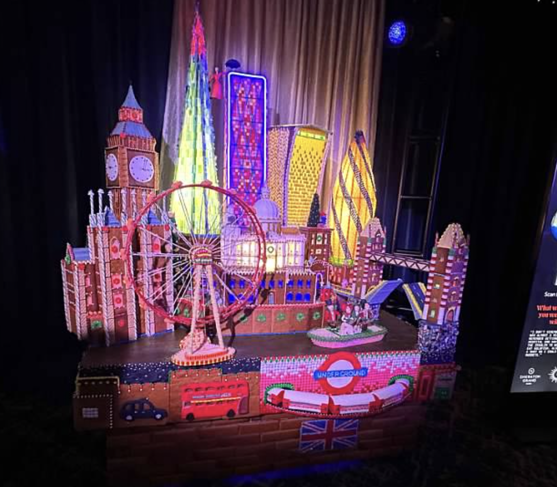 Elaborate gingerbread creation at the Sheraton Grand Seattle Gingerbread Village