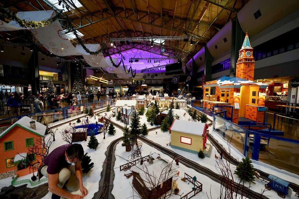 Winter Train and Village holiday display at Seattle Center Winterfest
