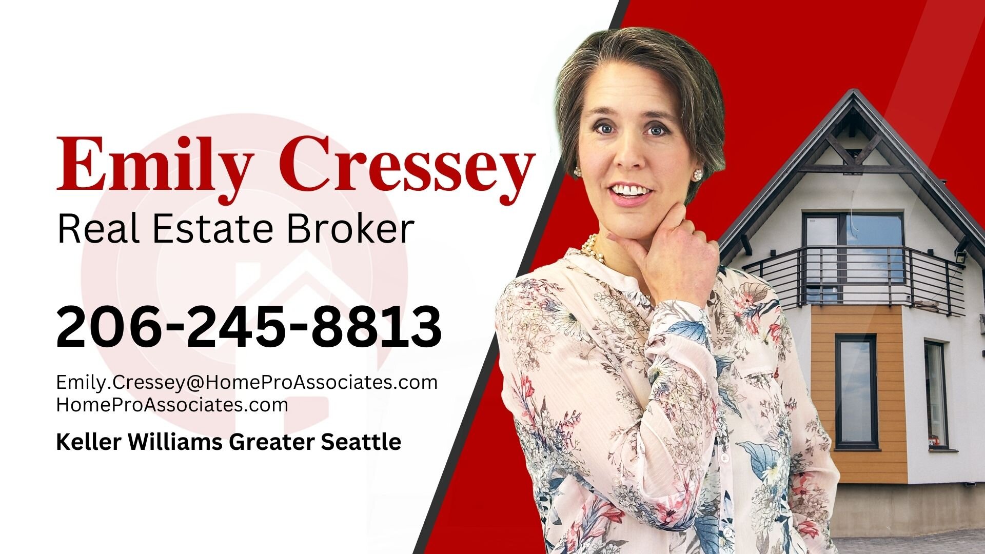 Emily Cressey, Seattle Real Estate Broker, HomePro Associates, professional photo and contact details