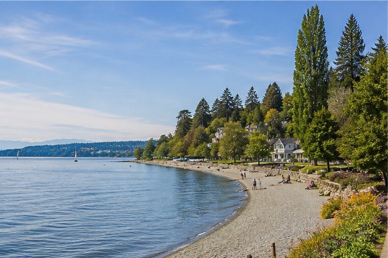 Madison Park Beach on Lake Washington in Seattle walkable neighborhood
