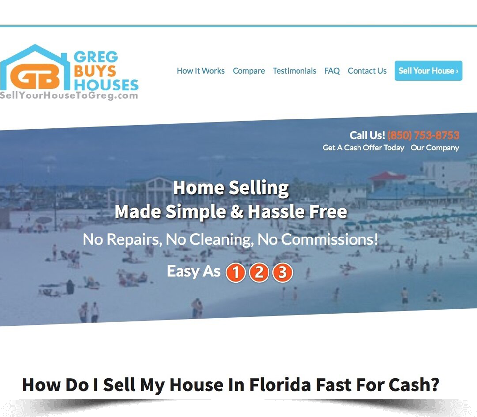 Screenshot of the 'How do I Sell' web page for Greg Buys Houses
