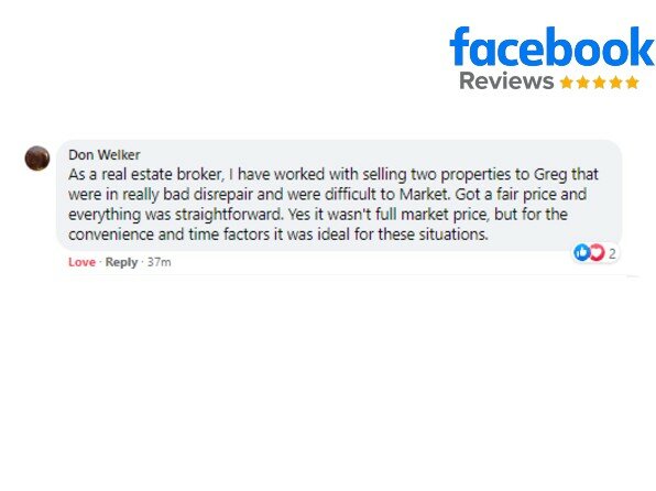 Screenshot of a 5-Star Facebook Review of Greg Buys Houses from Don Welker.