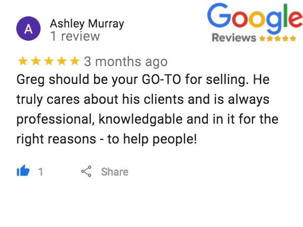 Screenshot of a 5-Star Google Review of Greg Buys Houses from Ashley Murray.