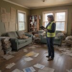 a person in high vis assessing a hoarder house