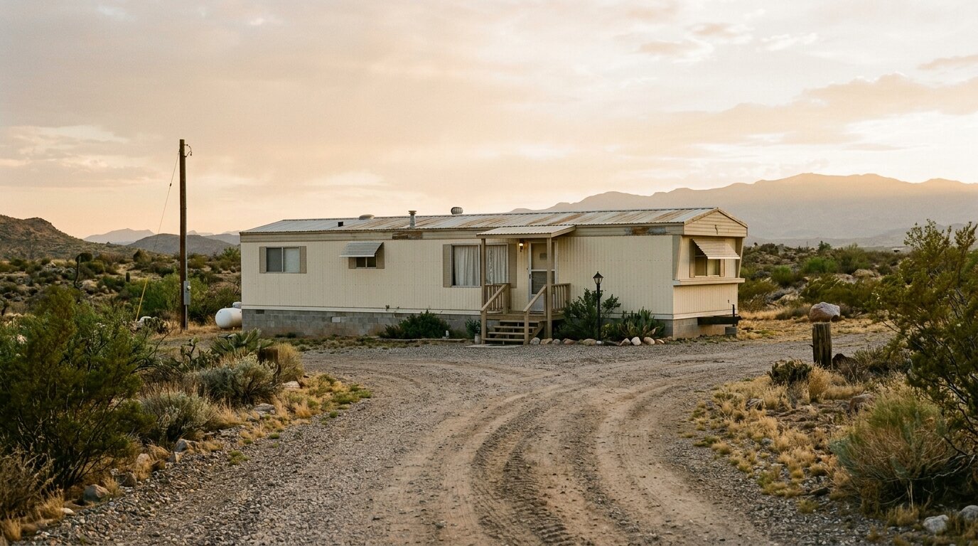 Mobile home on a desert property