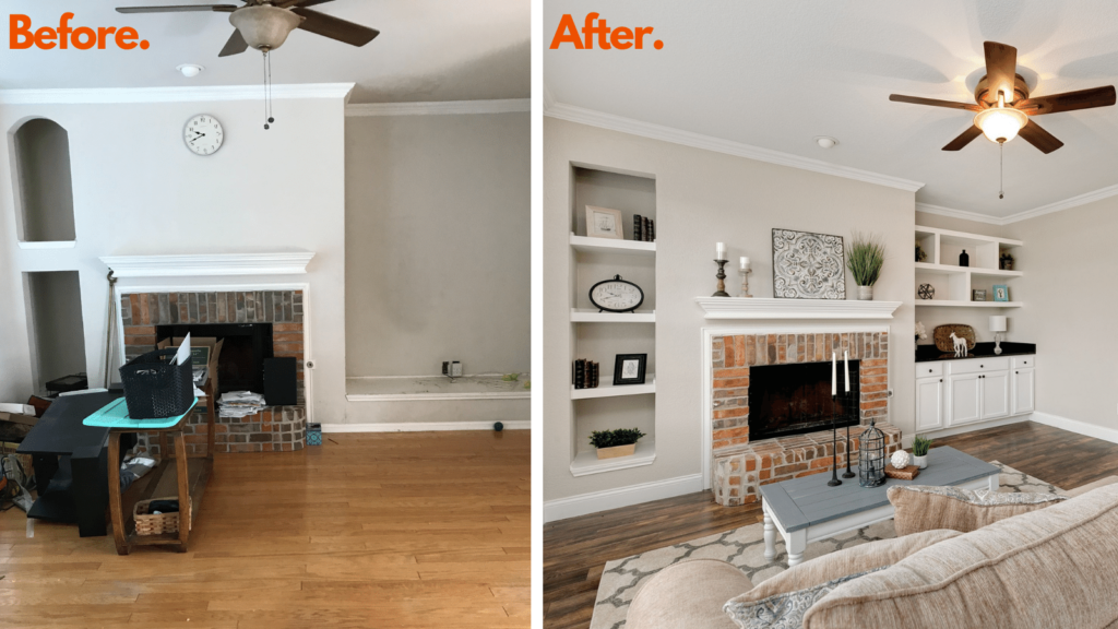 Garland House Flip Living Room Before and After Picture