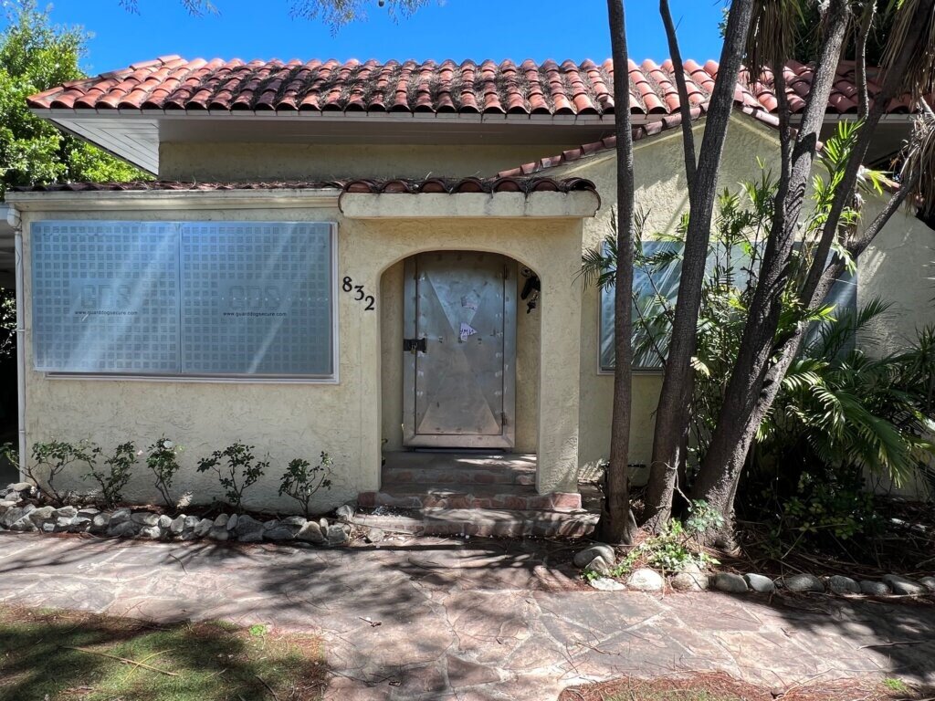 Foreclosed house board up