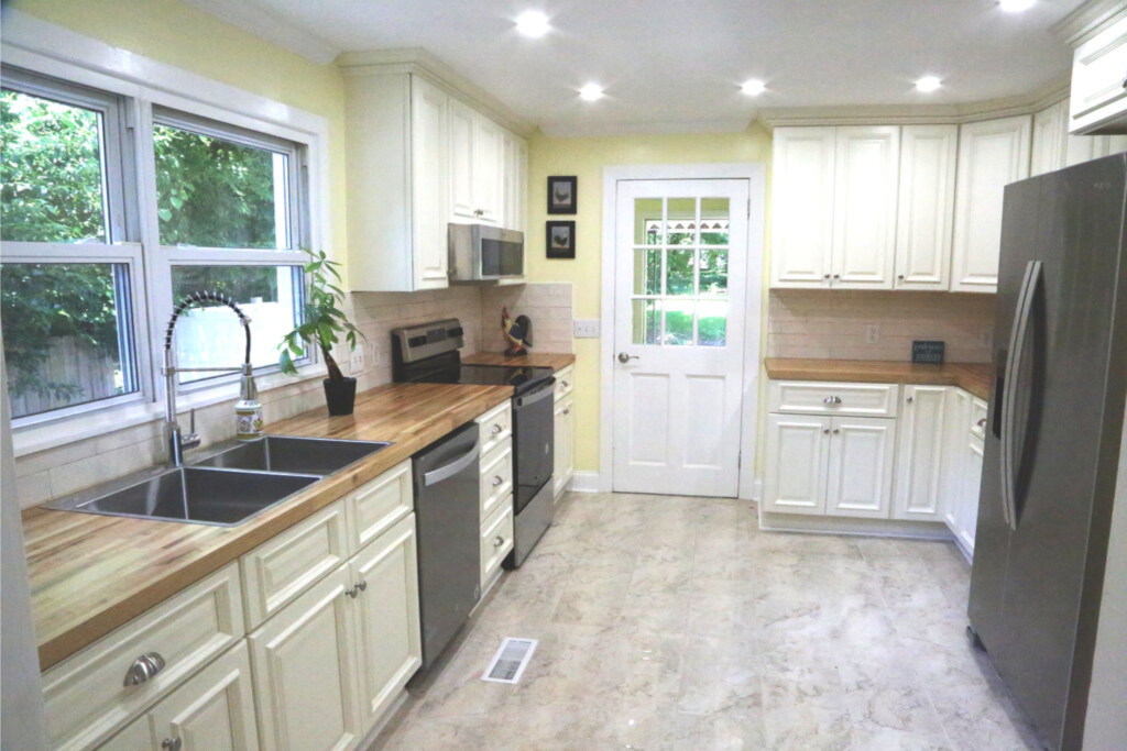 After pictures of a kitchen helpful homes remodeled after buying this property with cash.