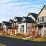 Row of modern suburban houses along a residential street.