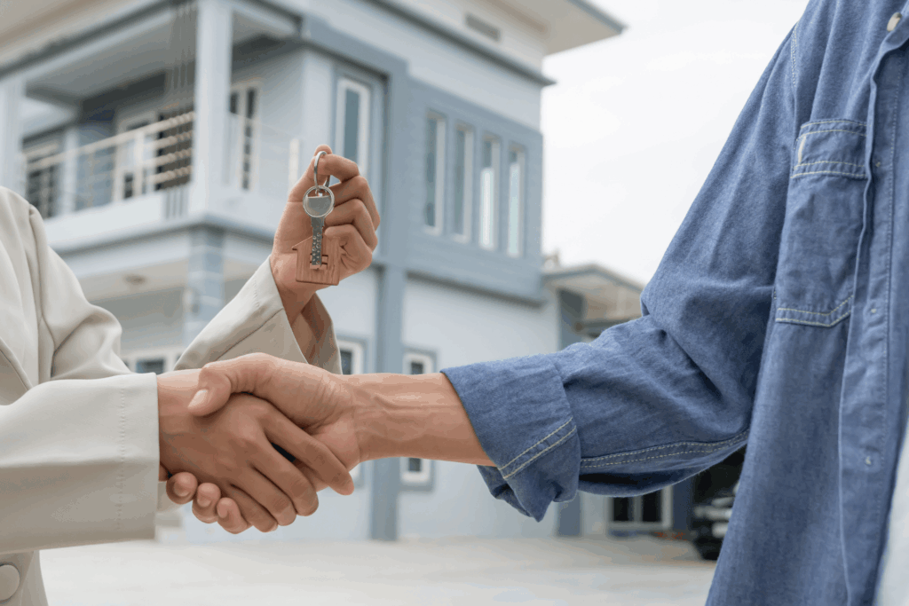 Handshake during house key exchange.