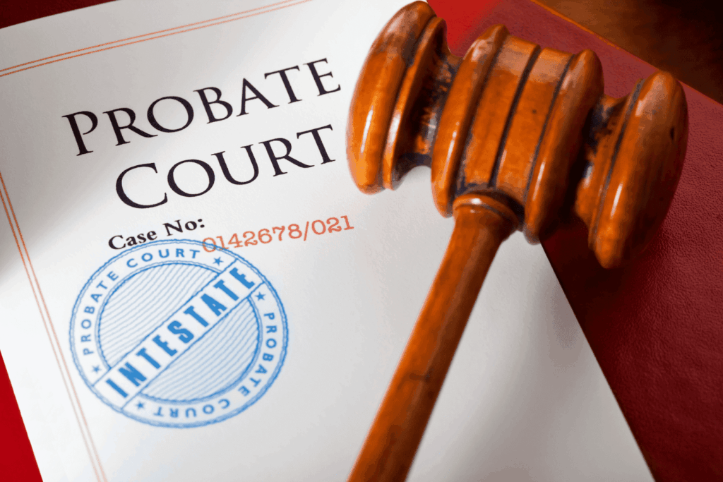 Probate court document with gavel on top