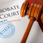 Probate court document with gavel on top