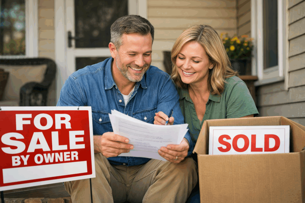 Finalizing the sale on the porch