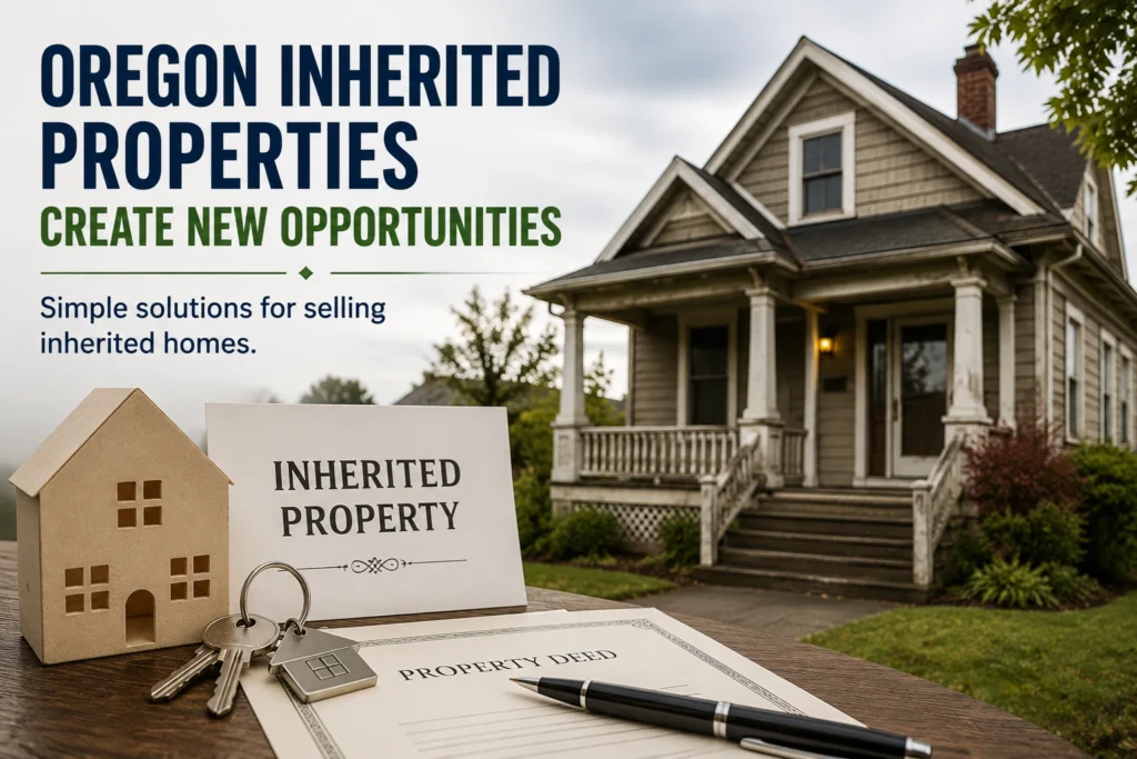 Oregon inherited property with house keys, property deed, and family home representing inherited home selling options