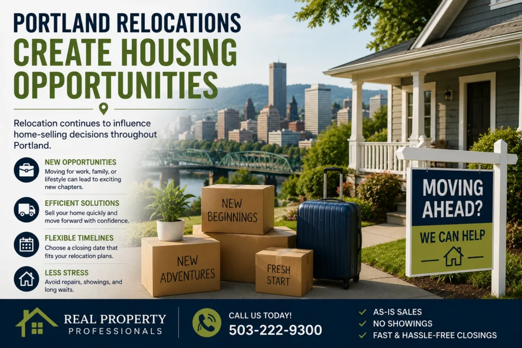 Portland homeowners relocating for work, family, or lifestyle changes while preparing to sell their home