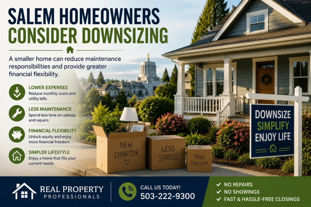 Salem homeowners considering downsizing to a smaller home for greater financial flexibility and reduced maintenance