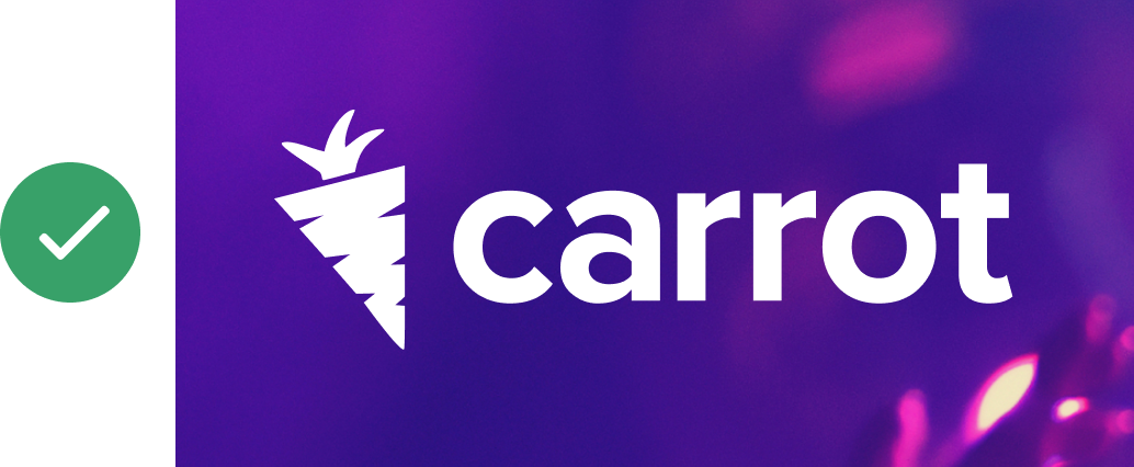 Carrot reversed logo on an image - approved