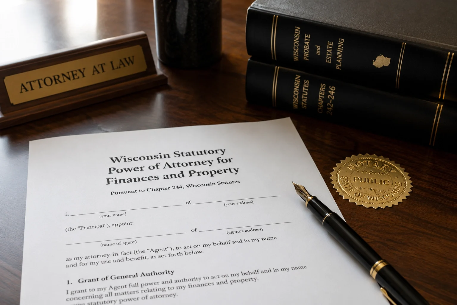 Wisconsin Power of Attorney Wis Stat Ch 244 real estate sale authority statutory short form