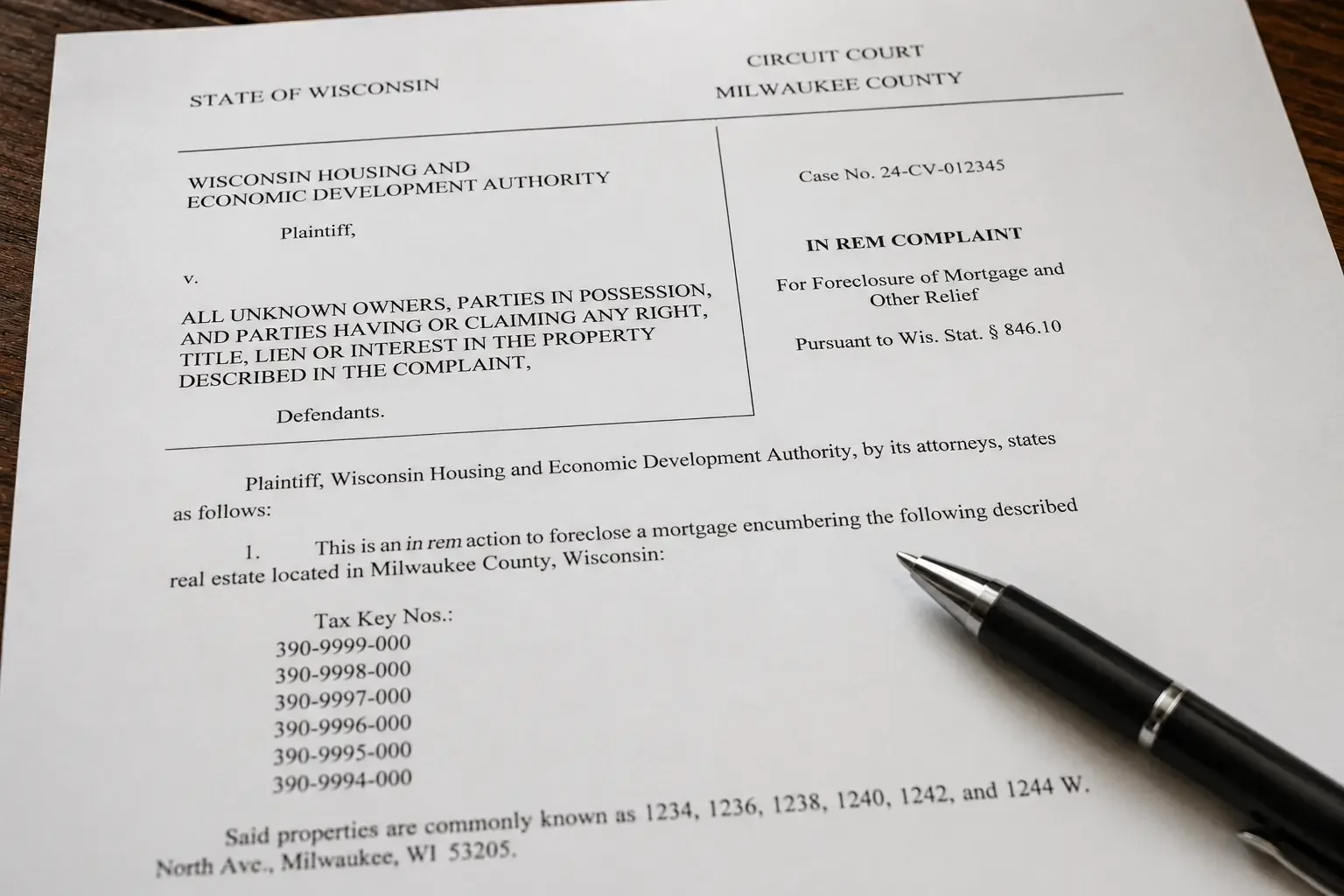 Wisconsin tax certificate September 1 2-year clock in-rem foreclosure timeline