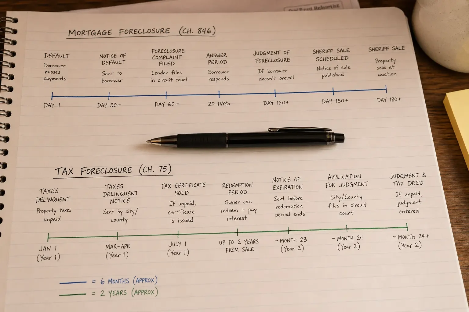 Wisconsin tax foreclosure vs mortgage foreclosure comparison Chapter 75 Chapter 846