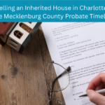 Front porch of an inherited family home in Charlotte, NC being settled through Mecklenburg County probate