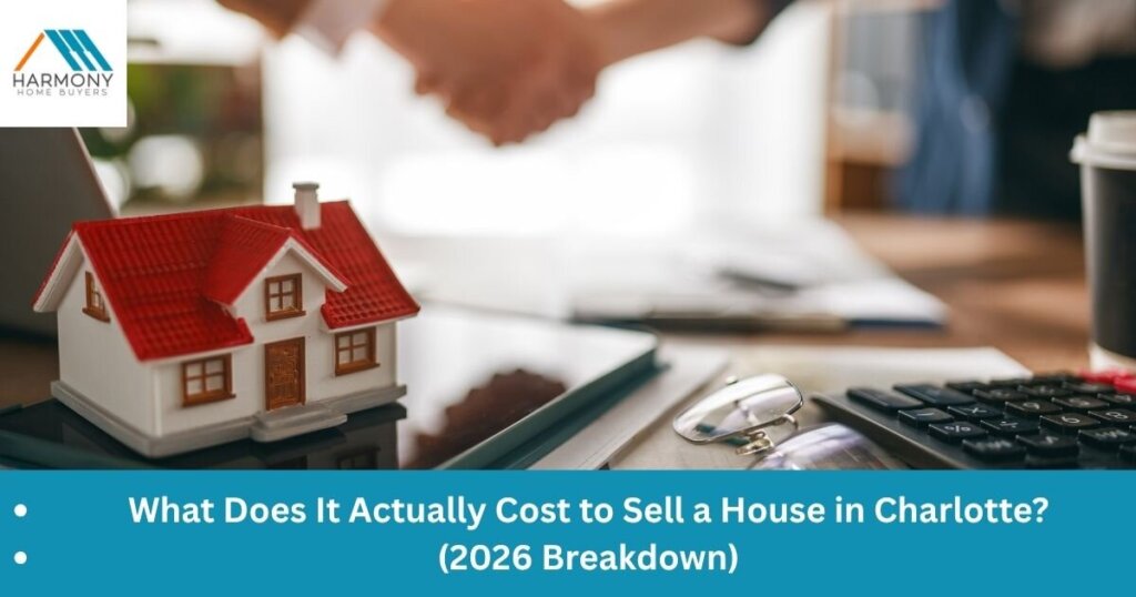 Charlotte, NC homeowner calculating the real cost of selling a house with paperwork and a calculator