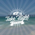 Image of Navarre Beach behind Take Flight Home Buyers logo