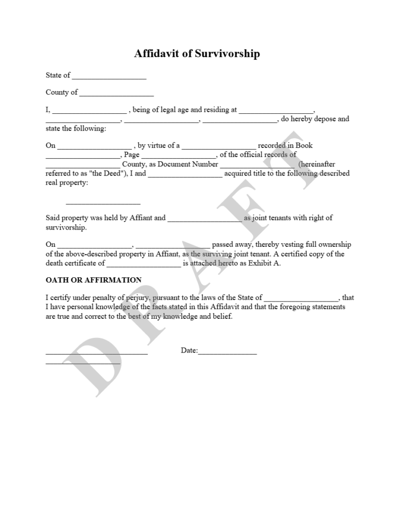 Affidavit of Survivorship
