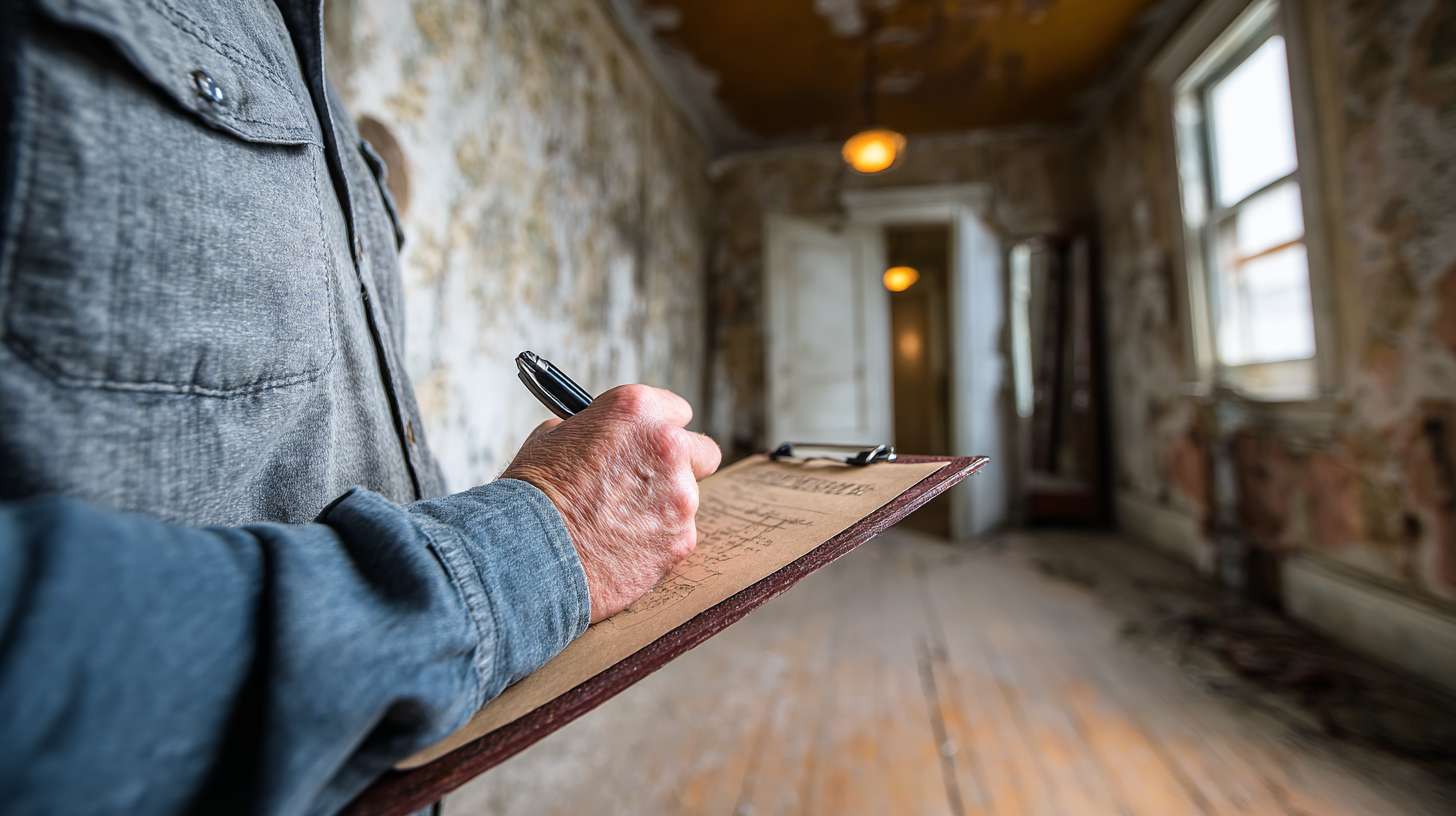 Real estate appraiser inspecting distressed property in Cuyahoga County