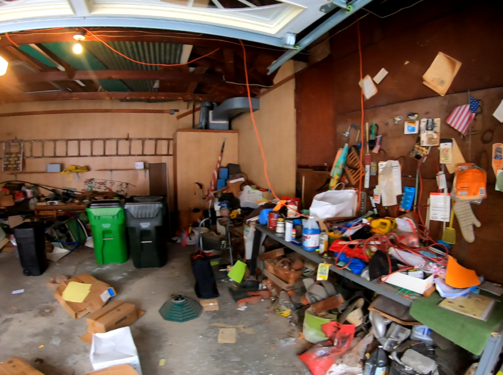 Garage needing cleanout at a house in Stow Ohio