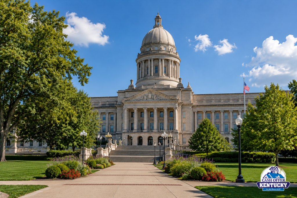 Frankfort, the capital of Kentucky, civil building and lawns.