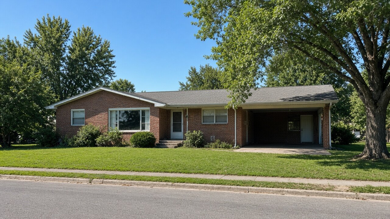 Single-story brick ranch house with carport in St. Matthews KY