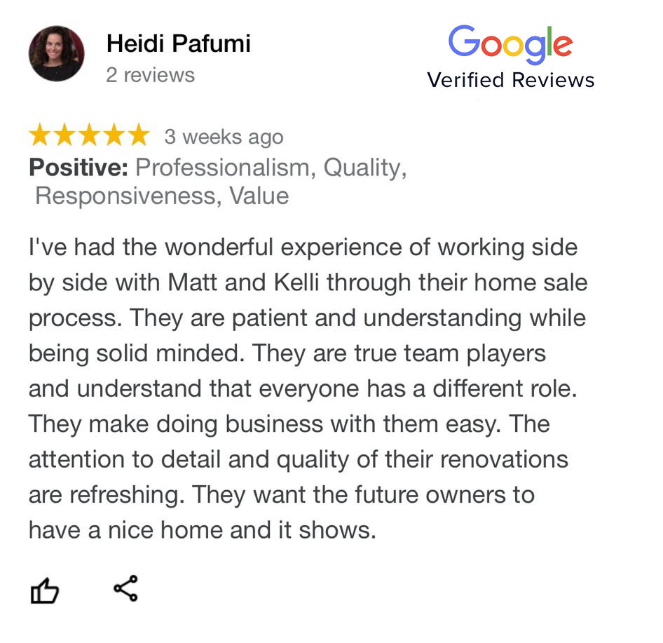 This is a photo of a positive google review by Heidi Pafumi