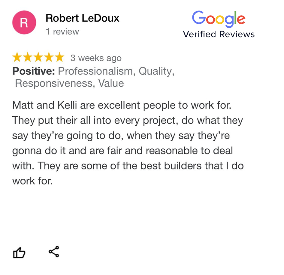 This is a photo of a positive google review by Robert LeDoux