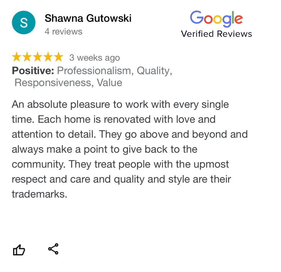 This is a photo of a positive google review by Shawna Gutowski