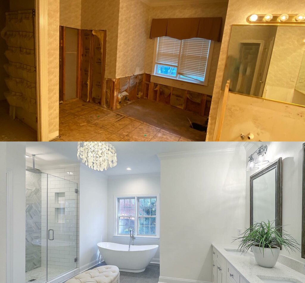 Image of bathroom before and after results