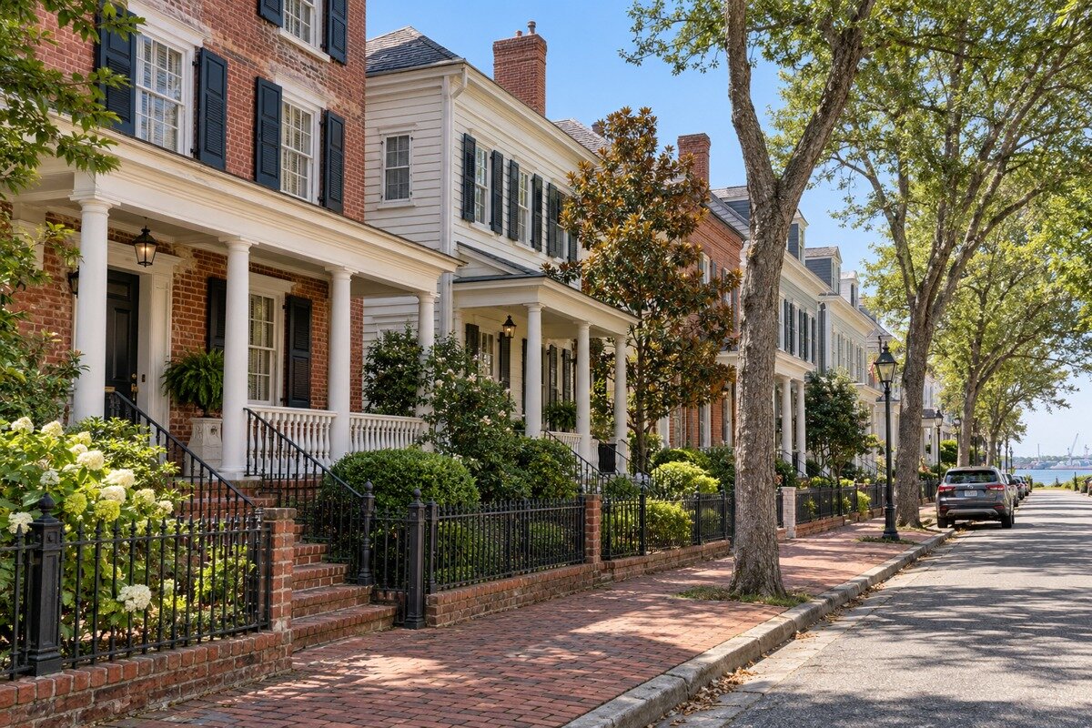 Historic brick and clapboard homes inspired by Olde Towne Portsmouth
