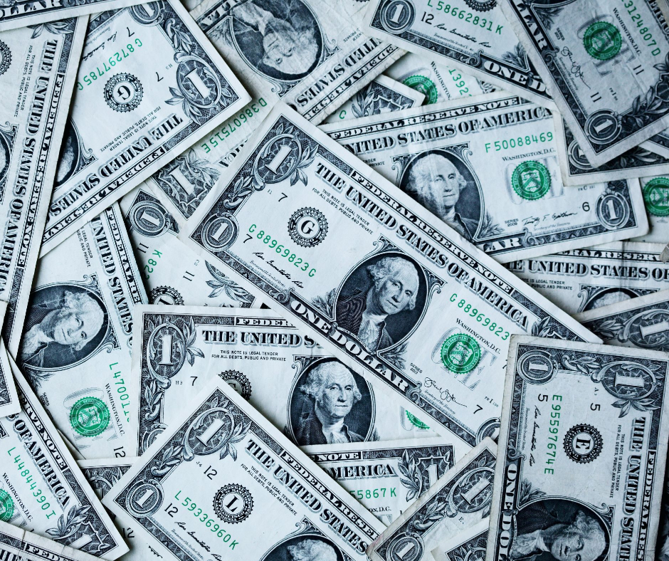 pile of one-dollar bills