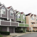 multi-color row of townhouses