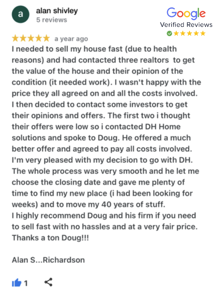 need to sell my house in dallas tx review Alan