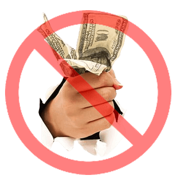 Hand Holding Cash With a Red Cancel Symbol Over It