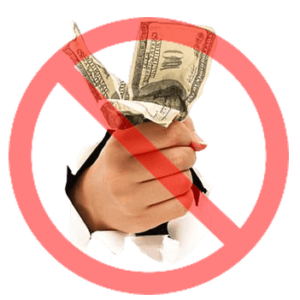 Hand Holding Cash With a Red Cancel Symbol Over It