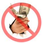 Hand Holding Cash With a Red Cancel Symbol Over It