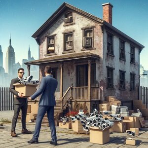 installing security cameras onto vacant house