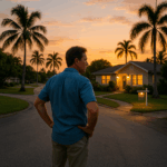 Miami homeowner standing at a crossroads at sunset, deciding between foreclosure uncertainty and taking control of his future.