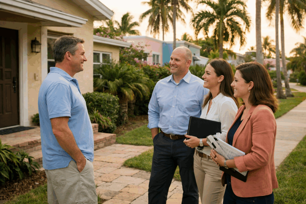 local Miami team meeting with a local Miami resident to talk about their options and how we can help keep them in their home.